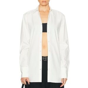 NWT Eterne Cotton Poplin Button Down Up Blouse Shirt Top White